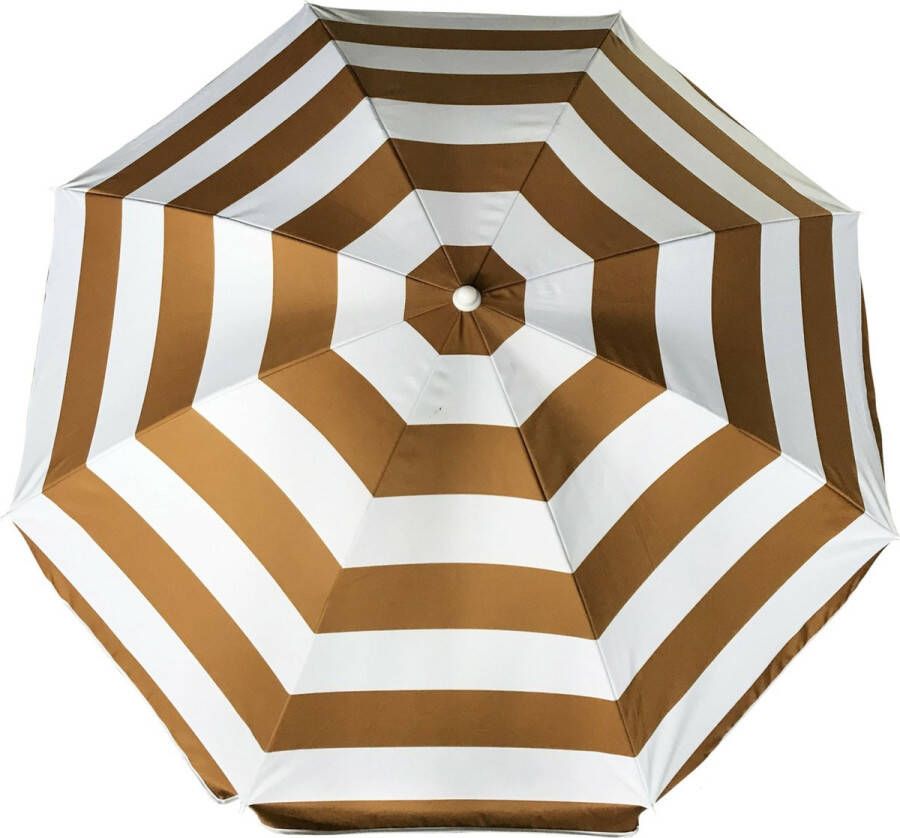 Parasol goud wit gestreept D200 cm UV-bescherming incl. draagtas