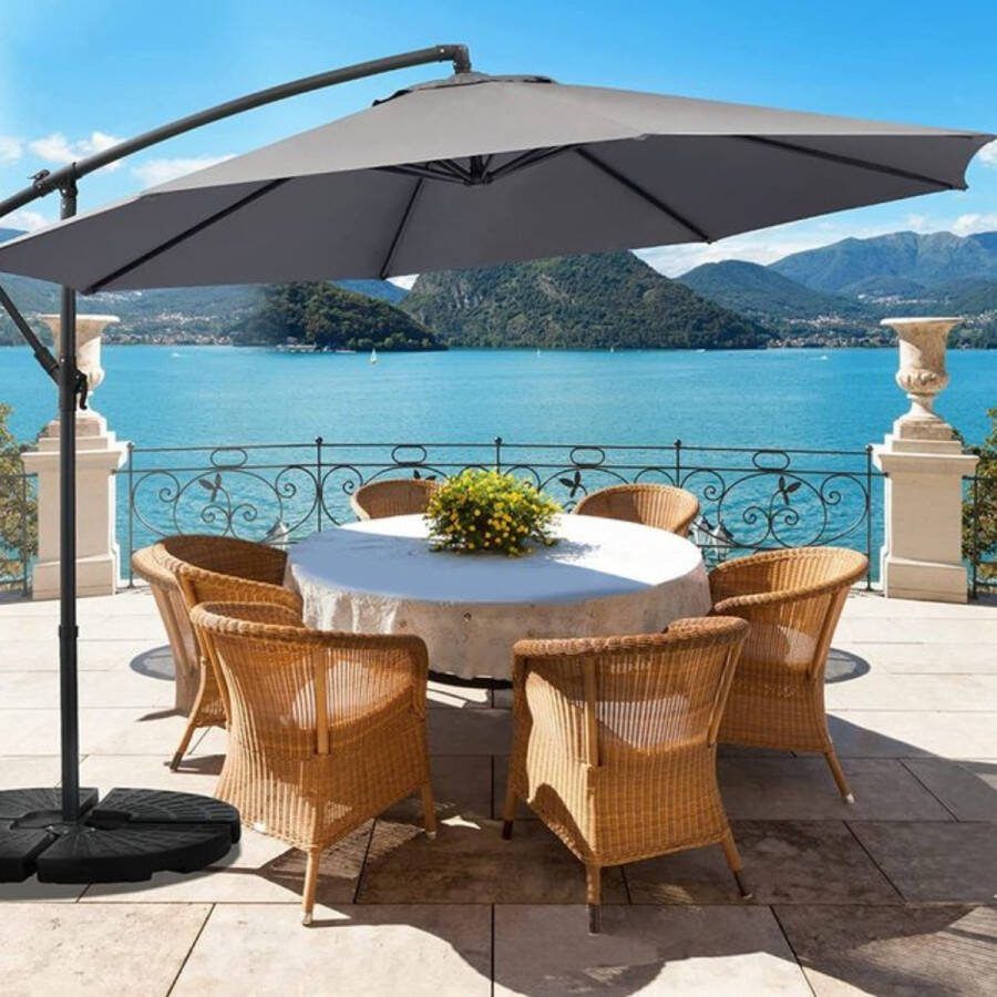 Merkloos Sans marque Loft Home Parasol Grijs Zweef Parasol Zon Luifel Rechthoekig Rond Bescherming Parasol Luifel Grijs
