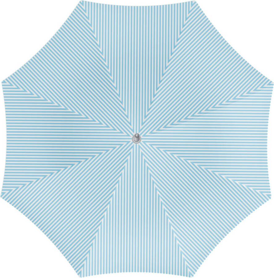 Parasol lichtblauw wit gestreept D180 cm UV-bescherming incl. draagtas