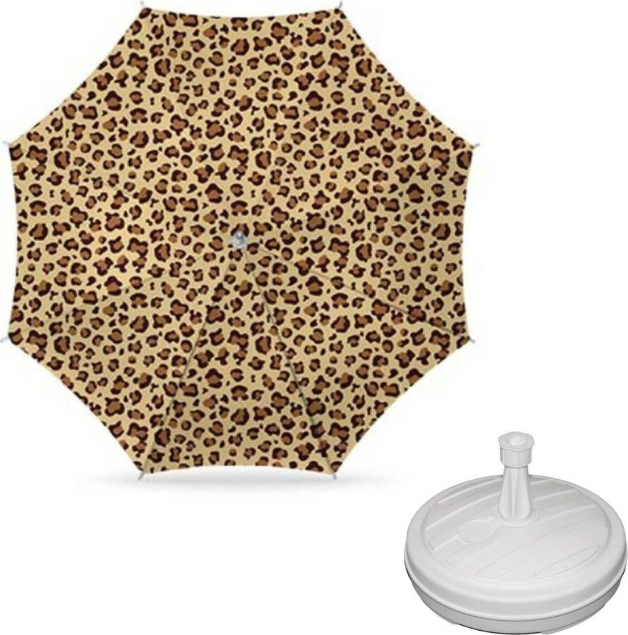 Parasol Luipaard print D160 cm incl. draagtas parasolvoet 42 cm