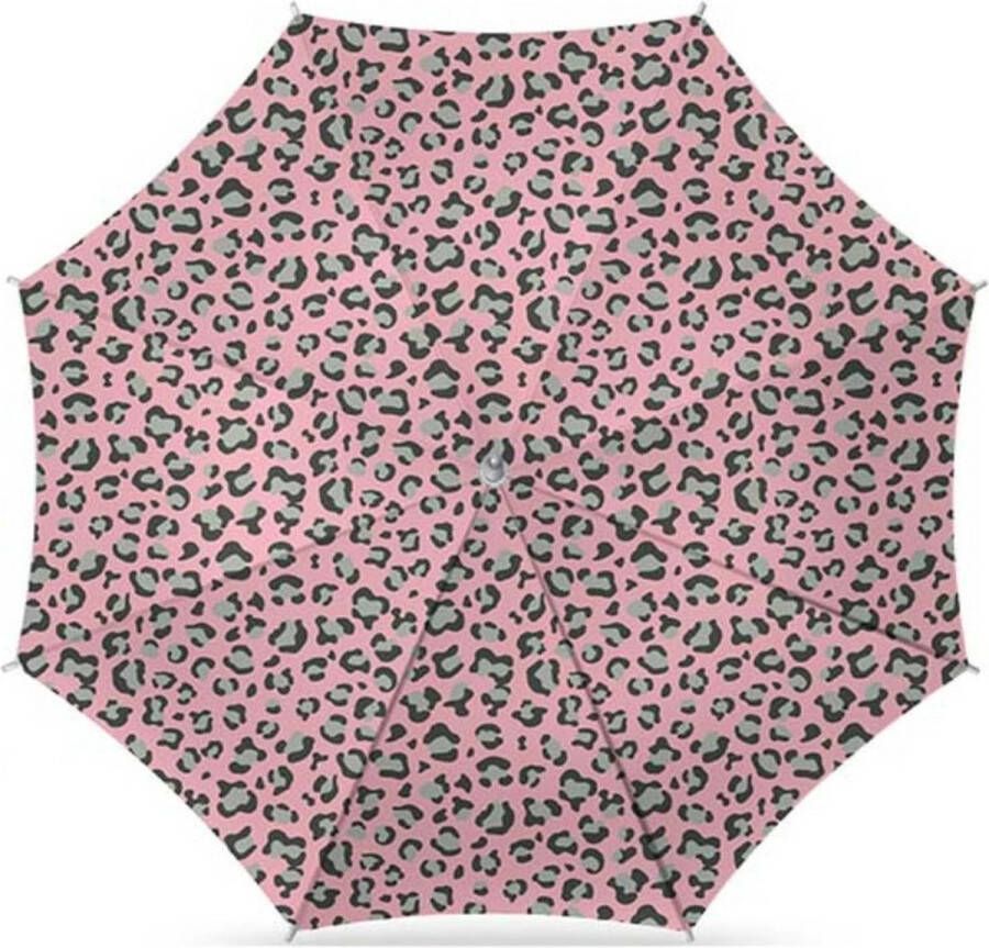Parasol luipaard roze print D160 cm UV-bescherming incl. draagtas