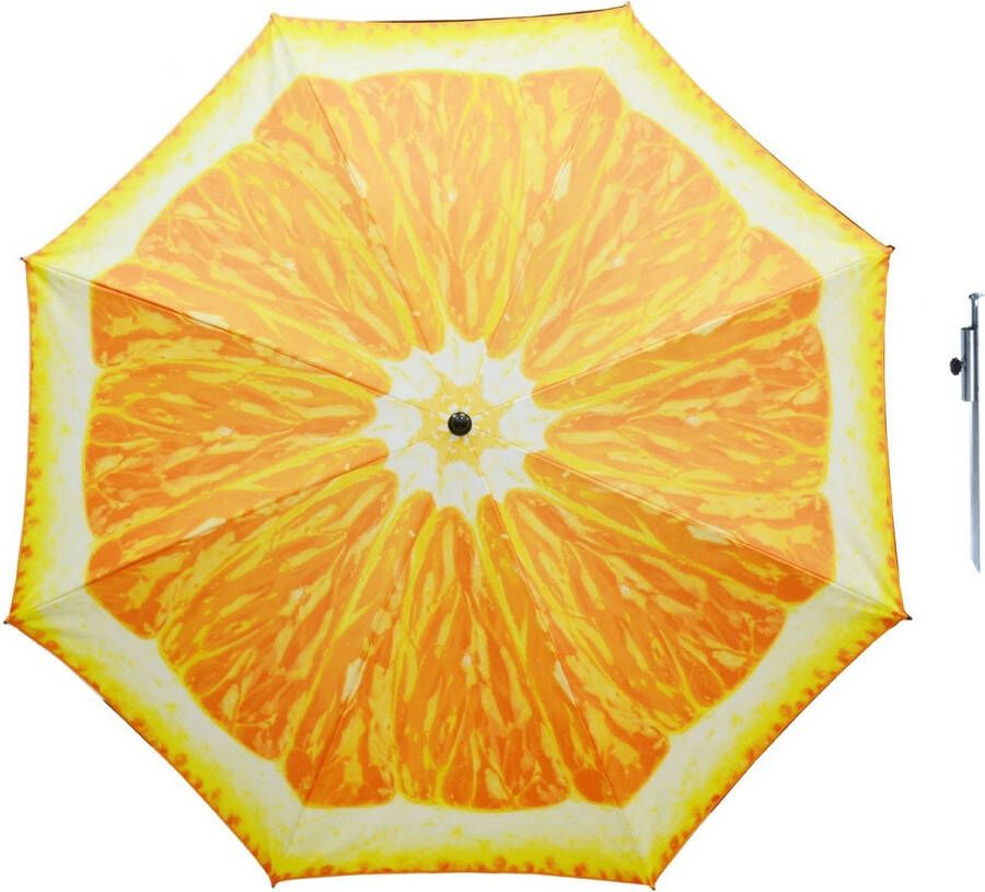 Parasol Sinaasappel fruit D160 cm incl. draagtas parasolharing 49 cm