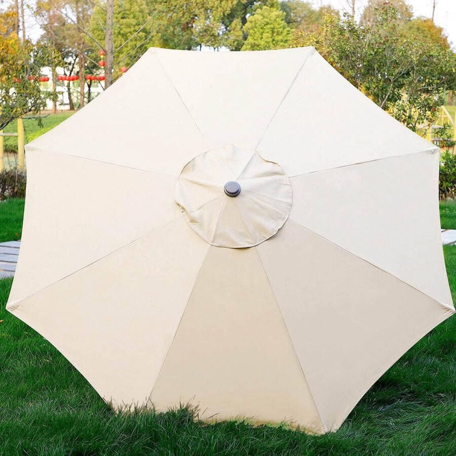 Parasol stoffen hoes vervangende parasolhoes 3 m 8 armen duurzame polyester UV-bescherming parasolhoes geschikt voor vervanging van parasolvoeten voor buiten (beige)