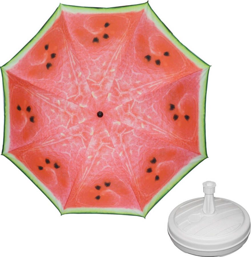 Parasol Watermeloen fruit D160 cm incl. draagtas parasolvoet 42 cm