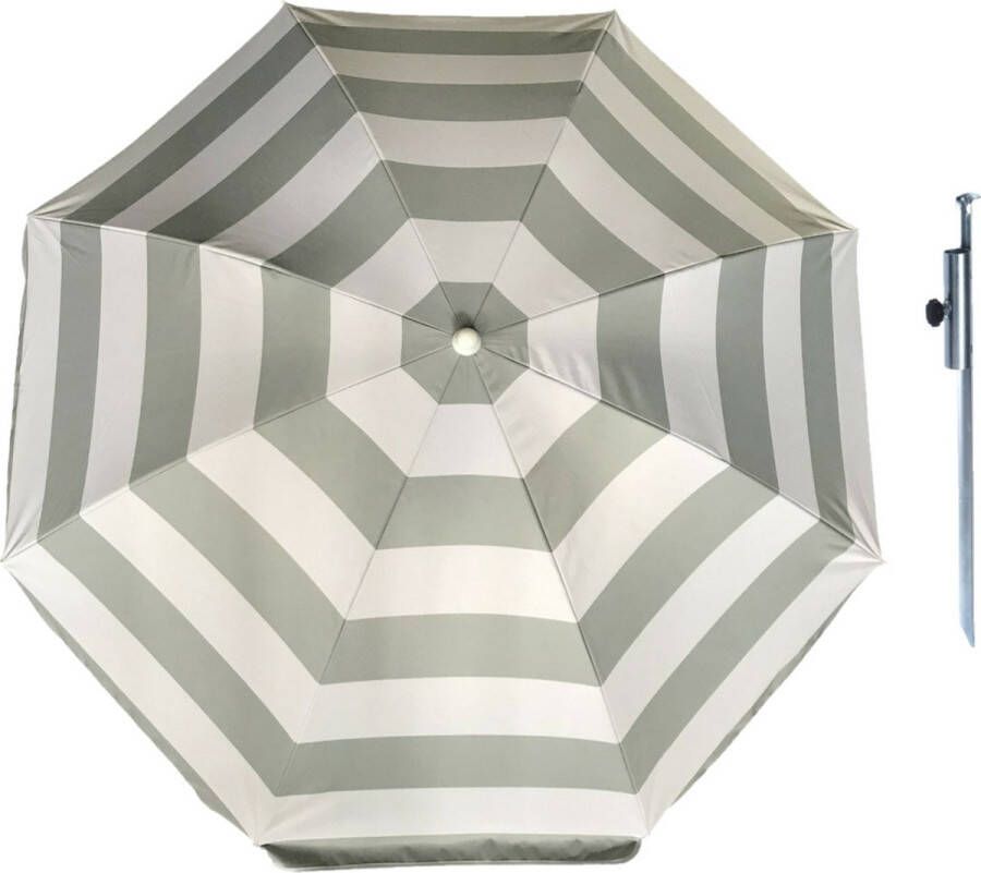 Parasol Zilver wit D120 cm incl. draagtas parasolharing 49 cm