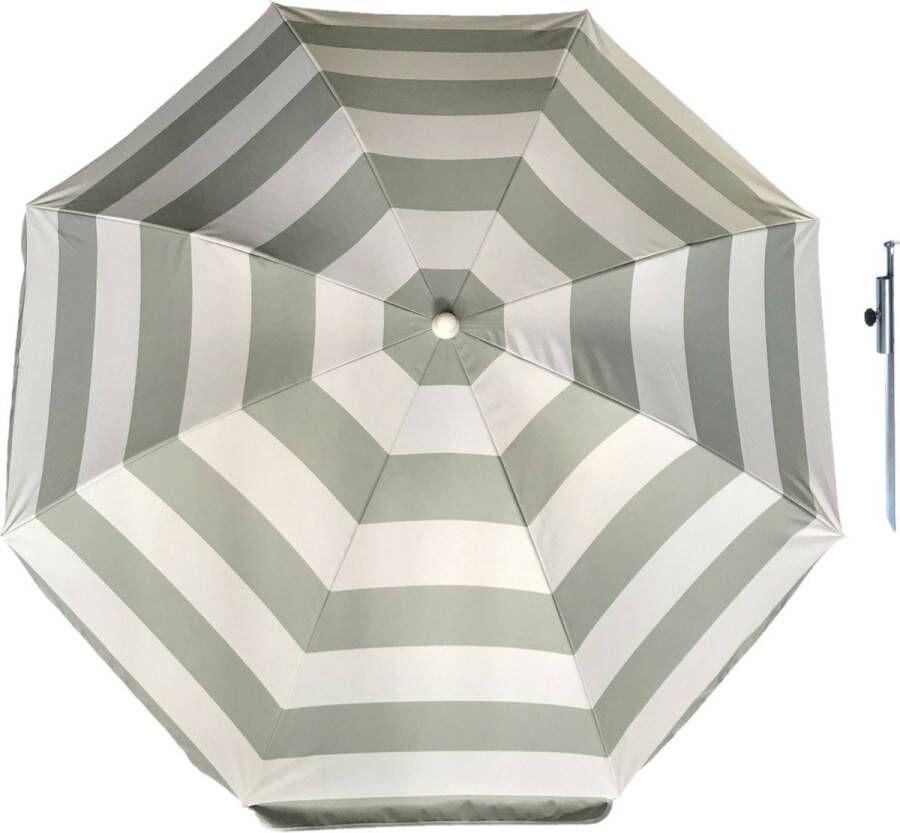 Parasol Zilver wit D140 cm incl. draagtas parasolharing 49 cm