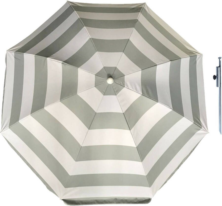 Parasol Zilver wit D160 cm incl. draagtas parasolharing 49 cm