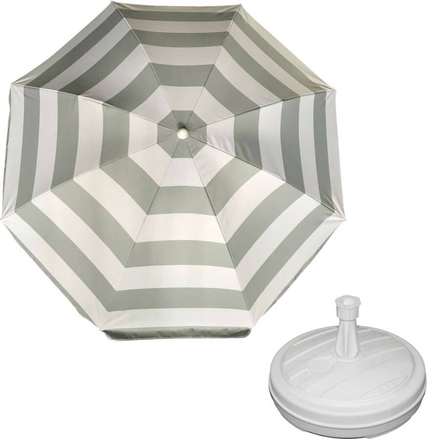 Parasol Zilver wit D160 cm incl. draagtas parasolvoet 42 cm