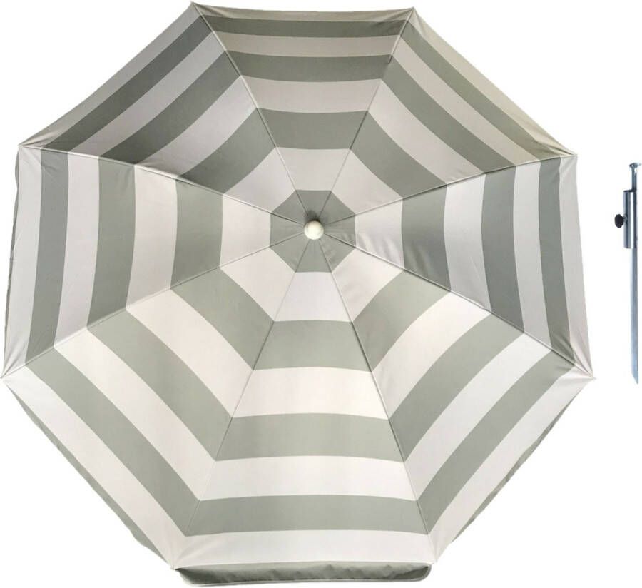 Parasol Zilver wit D180 cm incl. draagtas parasolharing 49 cm