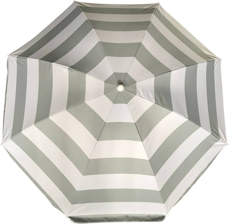Parasol zilver wit gestreept D200 cm UV-bescherming incl. draagtas