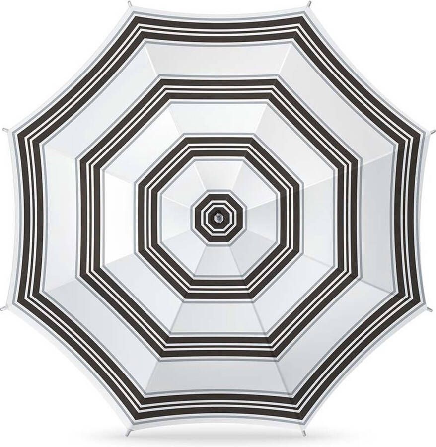 Parasol zwart wit gestreept D180 cm UV-bescherming incl. draagtas