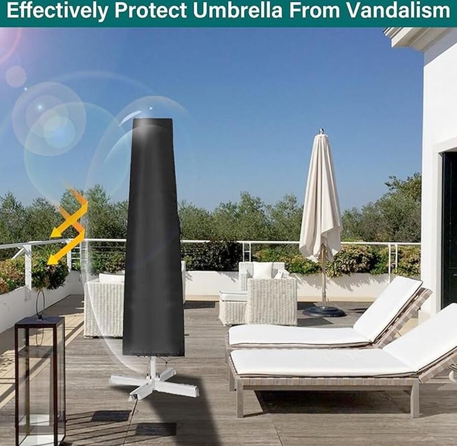 Parasolhoes voor parasols Ø 1-3 m 210D Oxford-stof dekzeil met staaf waterdicht uv-bestendig anti-sneeuwbestendig afdekking voor balkonscherm marktscherm tuinscherm 190 x 30 50 cm