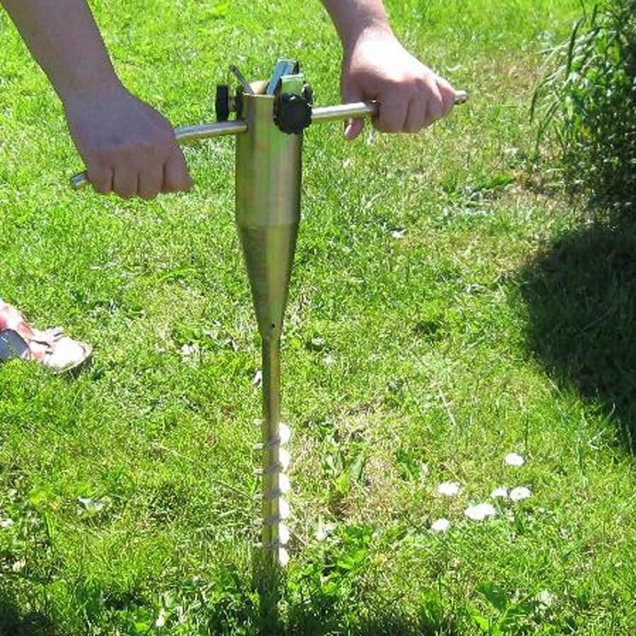 Parasolhouder parapluhouder metalen grondpen om in te draaien droogmolen houder standvoet masthouder inschroefbare bodemhuls massief verzinkt plaatstaal geel