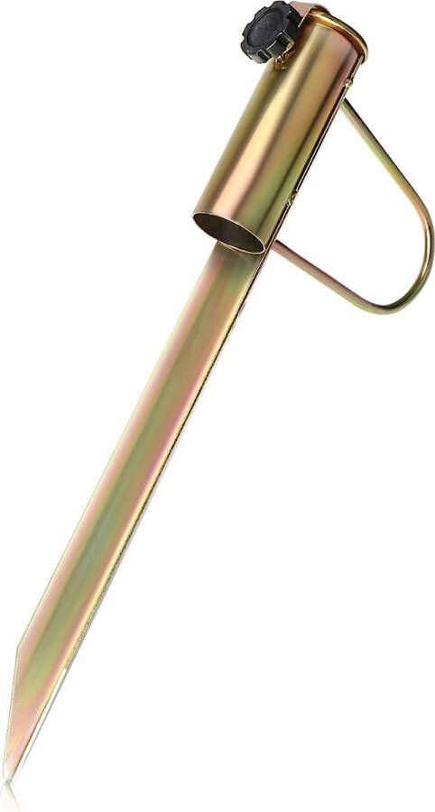 Parasolhouder van staal grondbus voor in de tuin gazonspies voor parasols parasolstandaard met handgreep grondspies met een paaldiameter van 30-42 mm (goudkleurig)
