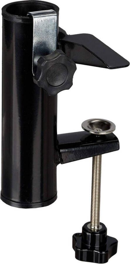 Parasolhouder voor balkon reling stokgrootte 19-38 mm Stalen parasolklem Hoogte 15.5 cm Zwart Parasol klem