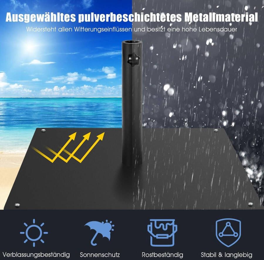 Parasolstandaard 15 kg parasolstandaard met 4 verstelbare poten vierkant schermgewicht voor parasolstangen van 40 50 mm parasolvoet voor tuin balkon