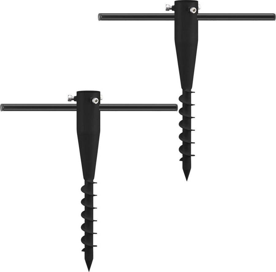 Parasolstandaard voor strand 43 cm metaal anker tuin vissen zwart 2 stuks parasolvoet
