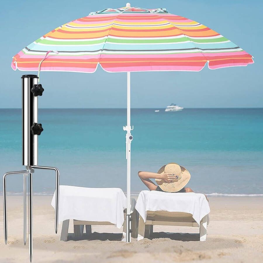 Parasolstandaard voor strand parasolstandaard met gazon grondpen parasol afneembare parasolstandaard voor vissen tuin strand (zilver)