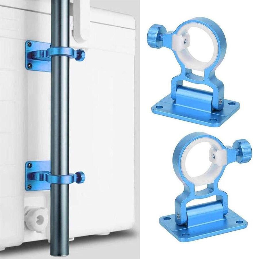 Parasolvoet 2 stuks afneembare wandmontage parapluhouder Balkon klem Visbox split-type visparapluhouder Blauw Parasol klem