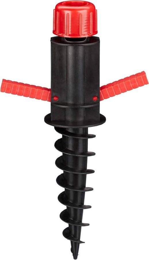 Parasolvoet Grondpen Grondplug met Grepen Grondanker voor Parasol 19-32 mm Camping Strand Zwart-Rood parasolvoet