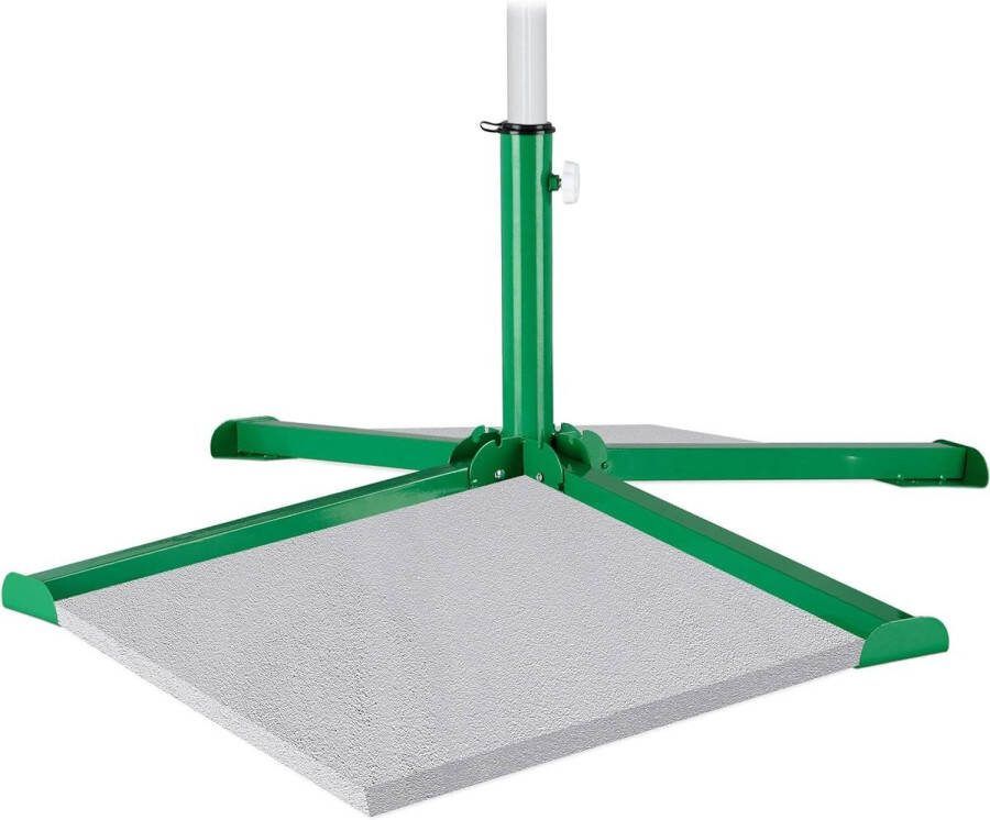 Parasolvoet voor tegels 40x40 cm Inklapbare standaard voor parasolstokken 25-35 mm Groen Stabiele basis parasolvoet op wielen