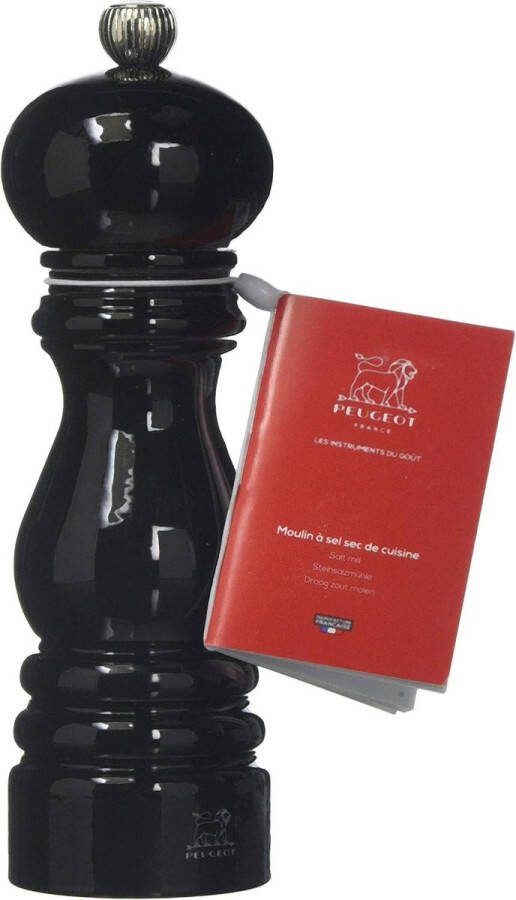 Paris Manual Salt Mill Verstelbare Grinder Beukenhout Glans Zwart 18 cm Zoutmolen met Handmatige Bediening