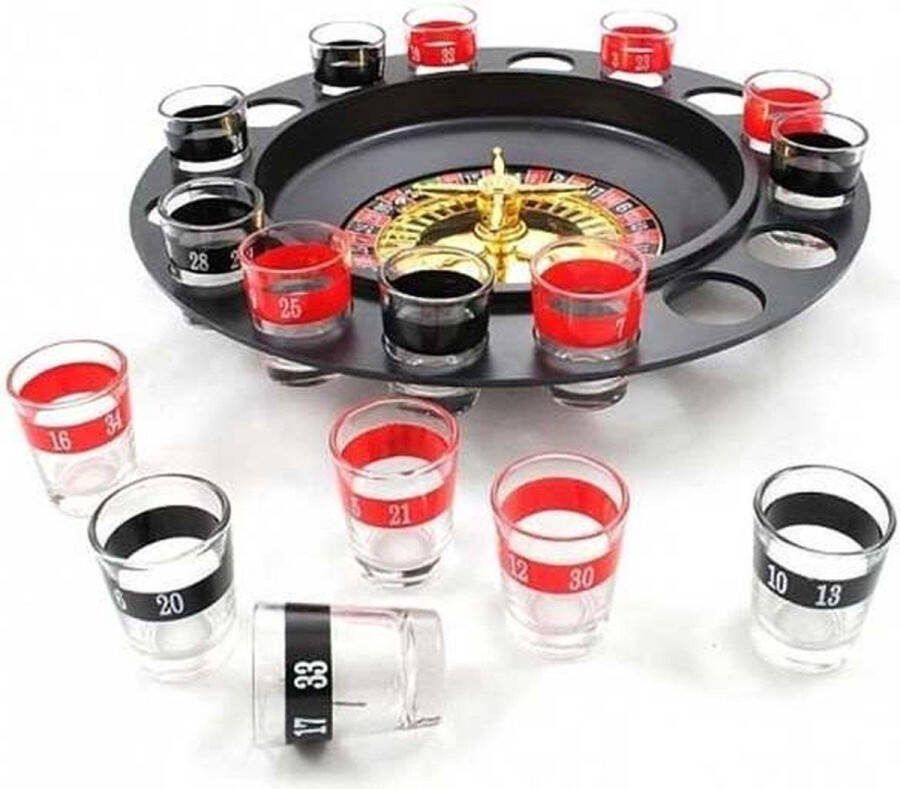 Party Drink Roulette met 16 Shot glaasjes Drankspel Casino Shotglas 18+