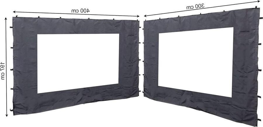 Partytent 2 zijpanelen PVC raam Rank paviljoen 3x4m antraciet RAL 7012