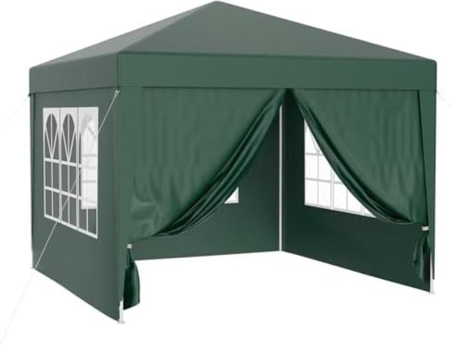 Partytent opvouwbaar Vouwtent Partytent opvouwbaar met zijwanden 300 x 300 x 260 cm 7 kg Groen