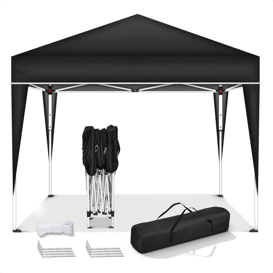 Partytent Partytenten Paviljoen 3x3 Opvouwbaar en Easy Up Weerbestendig Waterdicht Dak Zwart