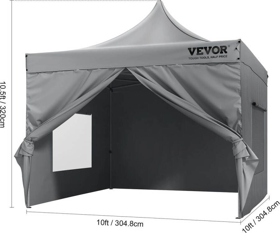 Partytent Waterdicht Paviljoen Luifel Tent met Zijwanden Luxe Tuintent Easy Up Stevige Party Tent 3x3 m Kwalitatief Zwart