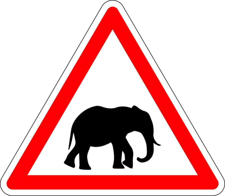 Pas op olifant bord kunststof 400 mm
