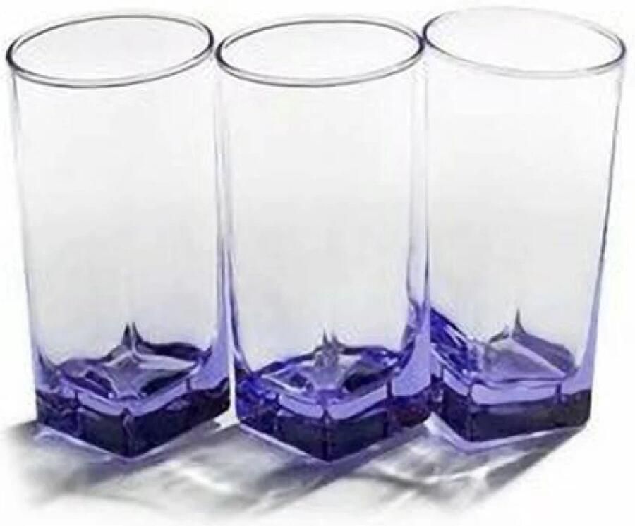 Pasabahce Carre – Paarse Longdrinkglazen Waterglas – Set van 3 – 305 ml