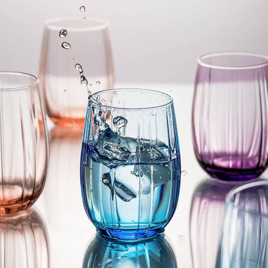 Pasabahce Linka – Kleine Waterglas Waterglazen – 240 ML – Set van 3 – turquoise