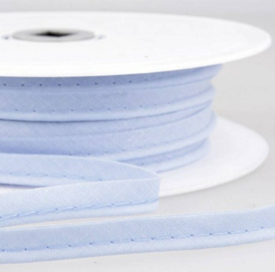 Paspelband rol van 25 meter 10mm breedte licht blauw paspel voor naaien