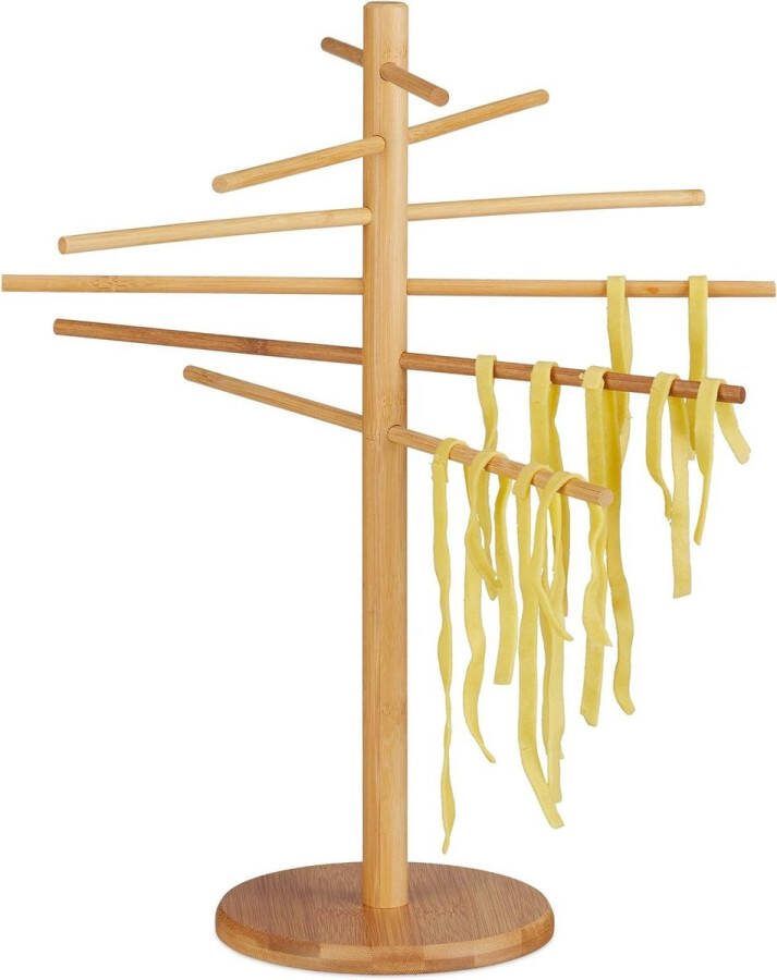 Pasta Drying Rack Bamboo 12 Arms Foldable 41 cm High for Drying Spaghetti Wood Nature pasta droogrek