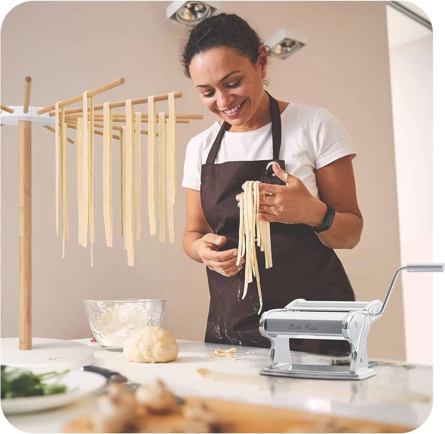 Pasta Handmatige pastamachine Pastamaker voor lasagne ravioli spaghetti en tagliatelle I Volledig van roestvrij staal met metalen handvat