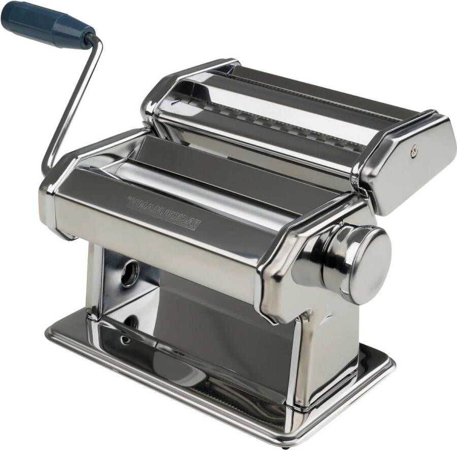 Pasta machine verstelbaar Fackelmann 195 x 16 x 17 cm Easy Prepare met houder bevestiging aan werkblad zilver blauw 1 stuks pasta roller