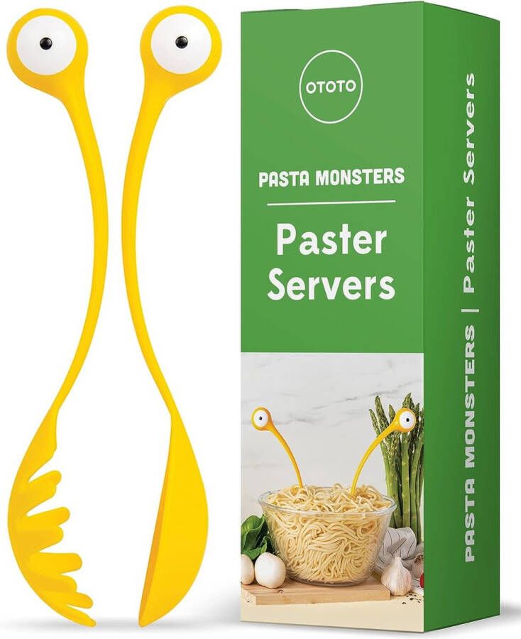 Pasta Monster Spaghettibestek Saladebestek Grappige BPA-vrije Keukengadgets 100% Voedselveilig Salade Lepel & Vork Keukenhulpset Serveerbestek Salade & Pasta 30 x 8 5 x 5 cm