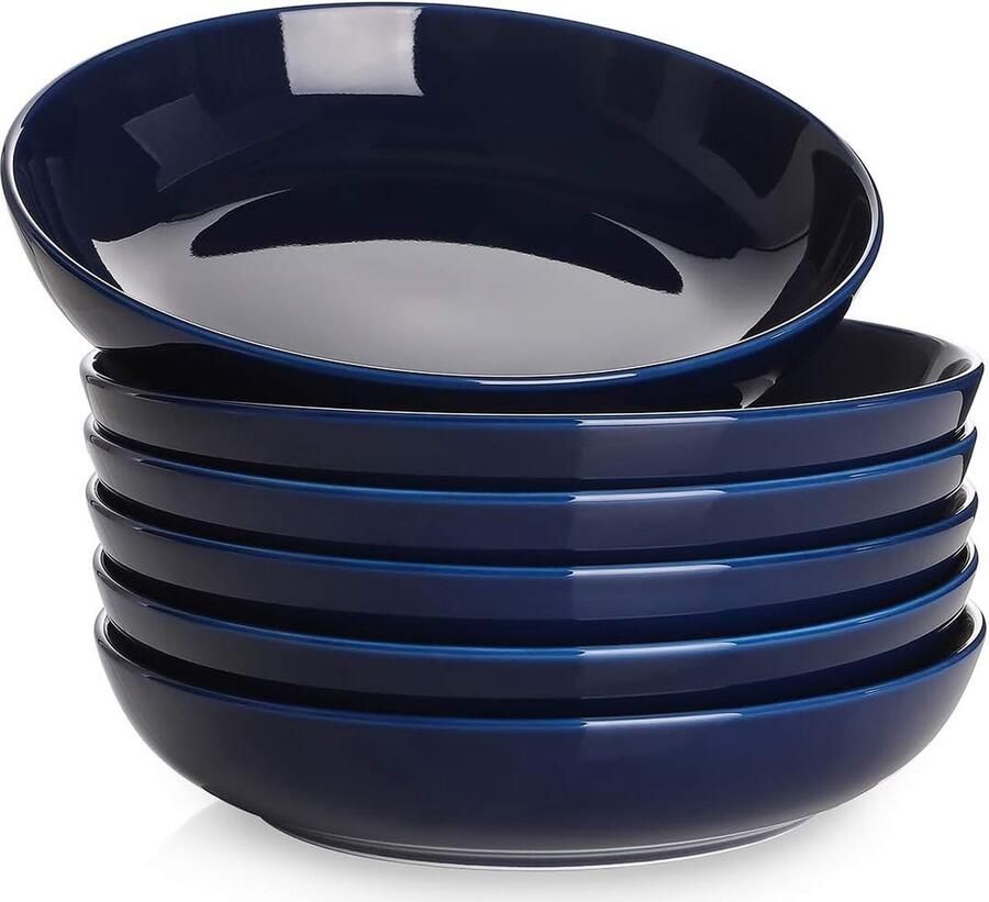 Pastabord 21 6 x 4 5 cm soepbord 6-delig pastakom slakom diepe borden ideaal voor pasta soepen en salade pastakommen soepkom grote kommen 880 ml marineblauw
