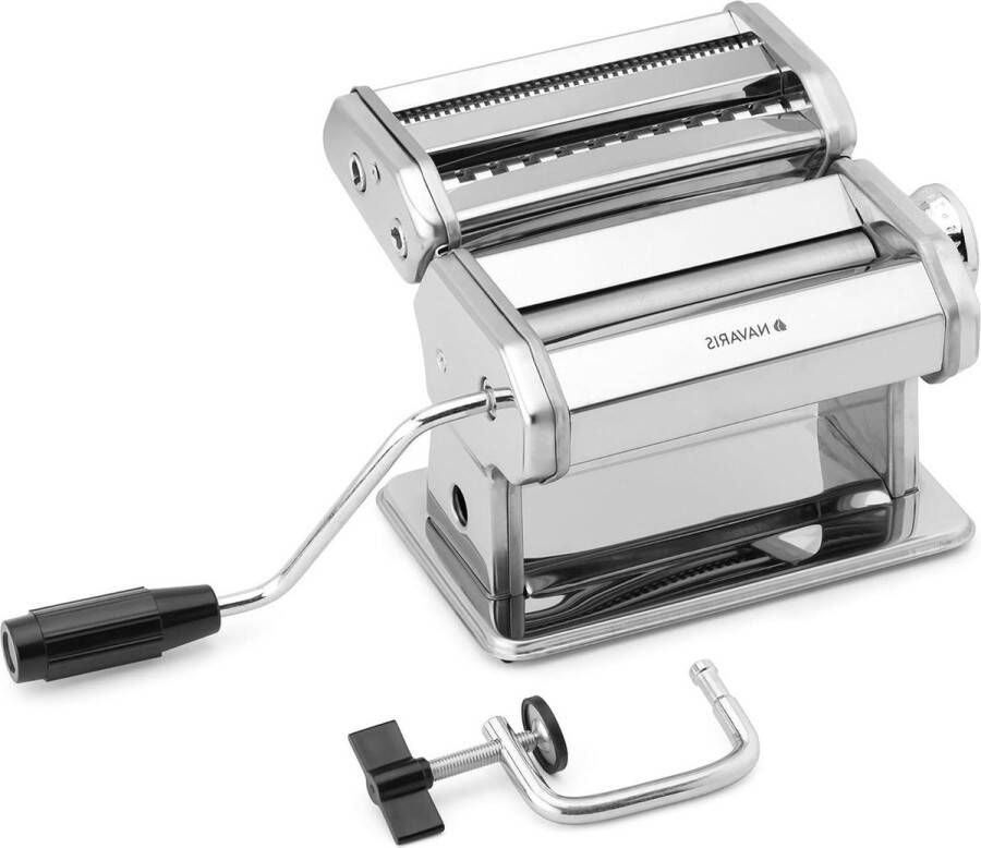 Pastamachine van roestvrij staal 9 instelbare diktes en 2 breedtes Inclusief tafelklem RVS pastamaker met recepten pasta roller