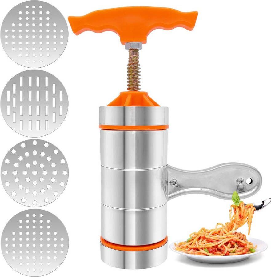Pastamachine van roestvrij staal pastamachine met 4 vormen voor creatieve spaghetti in de keuken