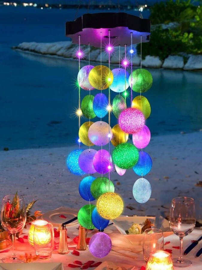 Pastel Bal 18 LED Solar Windgong Tuin Buiten Afdichting Geschenken Voor Moeder Vrouw Dochter Vriendin Decoraties Boom Terras Balkon Bruiloft