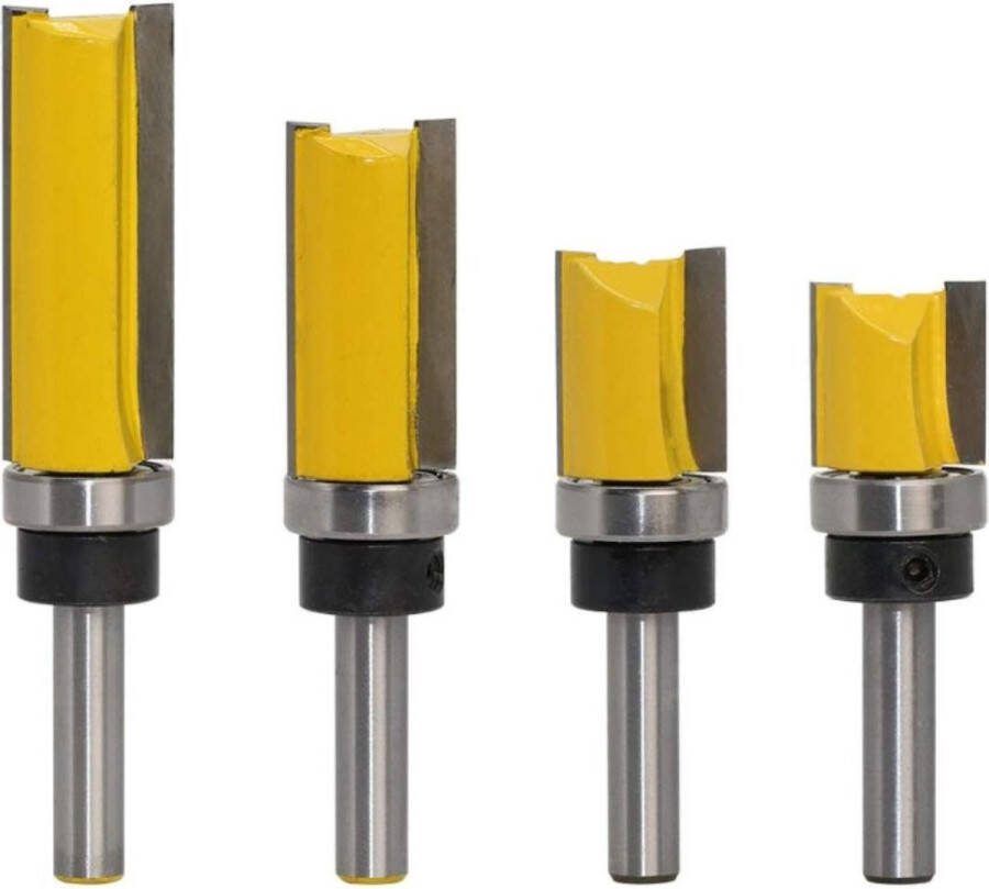 Patroon Flush Trim Router Bit Set 4 stks 8mm Schacht Carbide Getipt Houtbewerking Cutter Gereedschap