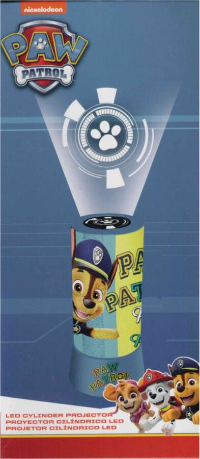 Paw Patrol Cilindervormige Led Projectorlamp ''Here To Rescue'' Exclusief Baterijen