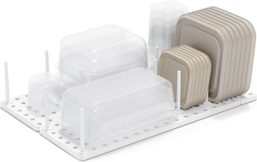 Peggy-inzet voor keukenkasten en laden lade-organizer voor het opbergen van potten deksels containers en meer set van 2 wit één maat