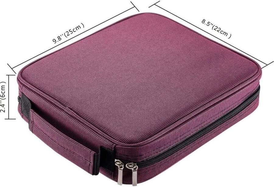 Pennen-etui 120 vakken Oxford grote capaciteit draagbaar opbergtas kleurpotloden georganiseerd een stationaire doos met handvat voor kantoor en reizen (rood)