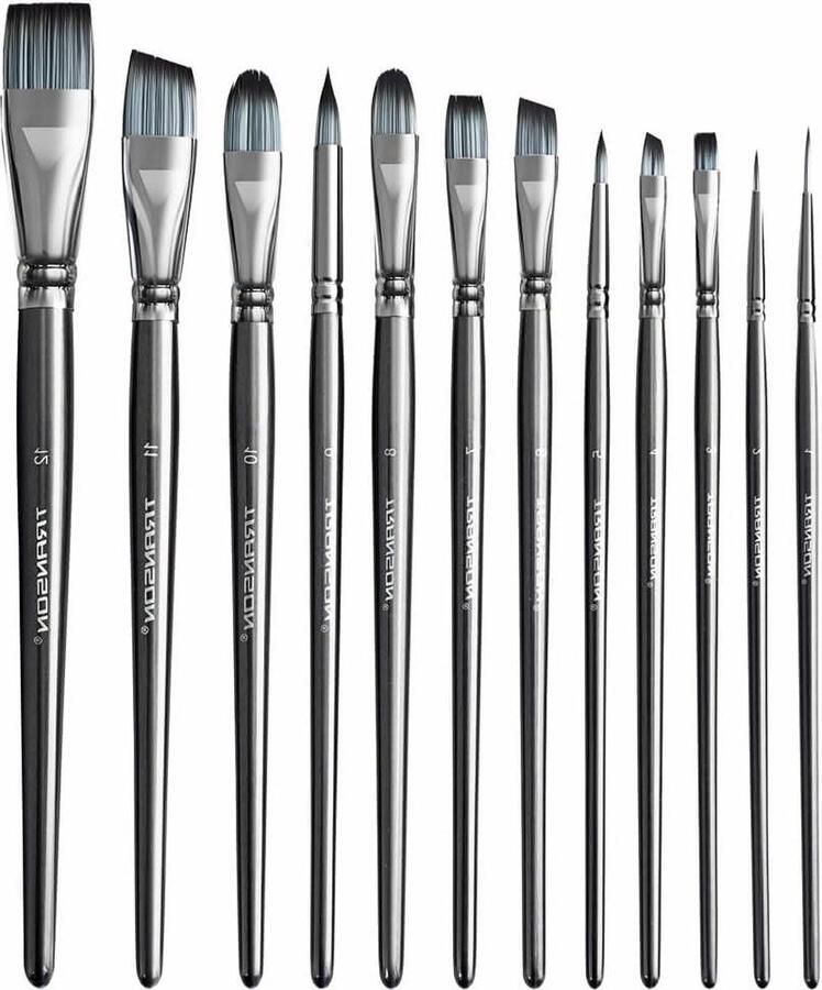 Artist Brush Set of 12 Watercolor Acrylic Gouache Oil Tempera Painting