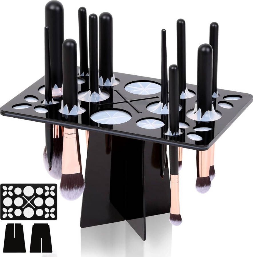 Penseelhouder voor cosmetica 26 sleuven inklapbare make-upkwastenhouder acryl cosmetica opslag droger standaard voor het bewaren van make-up aquarelkwast acryl nagelborstels