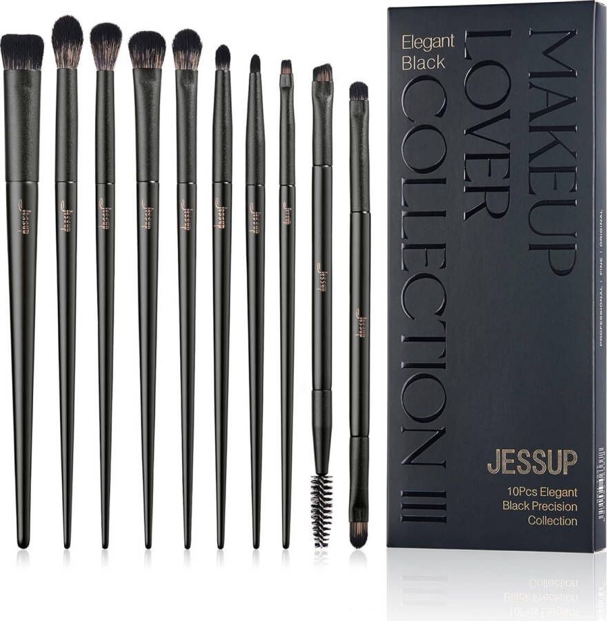 Penseelset make-up ogen make-up kwasten 10 stuks oogmake-up kwastenset oogschaduw borstel oogschaduw blender eyeliner wenkbrauwen penseel elegante collectie zwart
